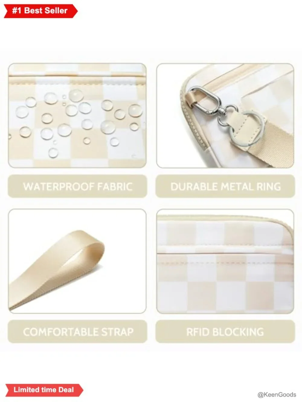 RFID Wristlet Wallet Crossbody Bag 4 Zippers Nylon Women